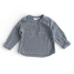 Noa Noa Miniature Danish Striped Henley Shirt 100% Cotton Woven Boys Unisex 18M